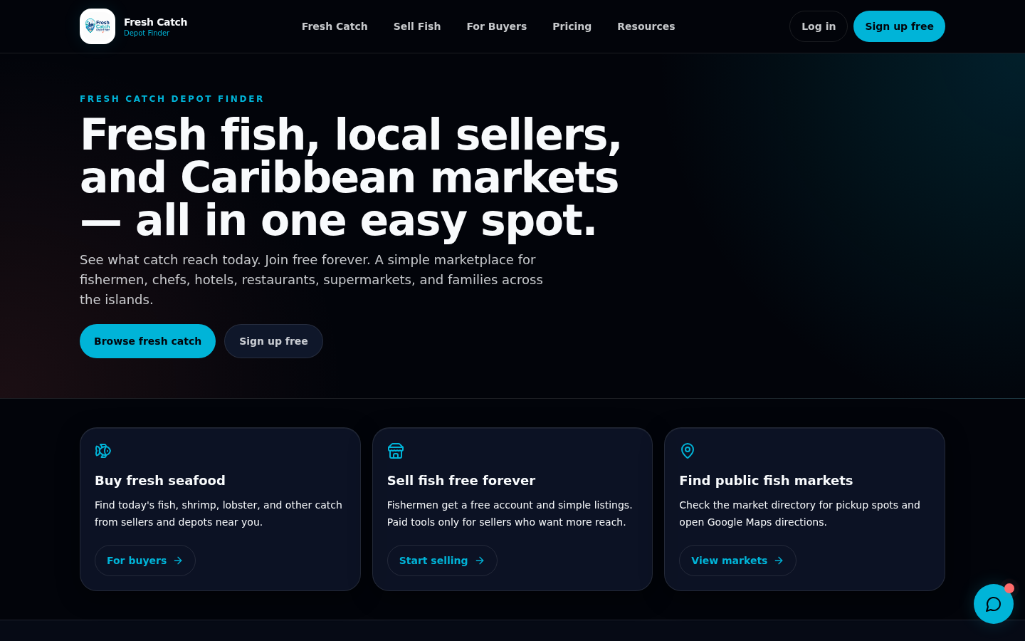Live Fresh Catch fishermen marketplace