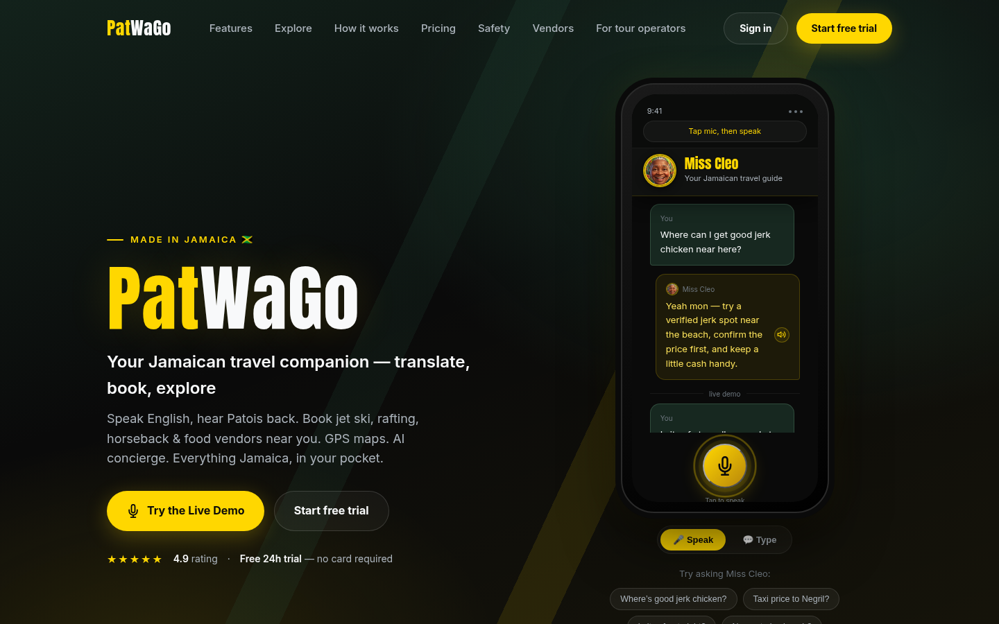 Live PatWaGo travel homepage