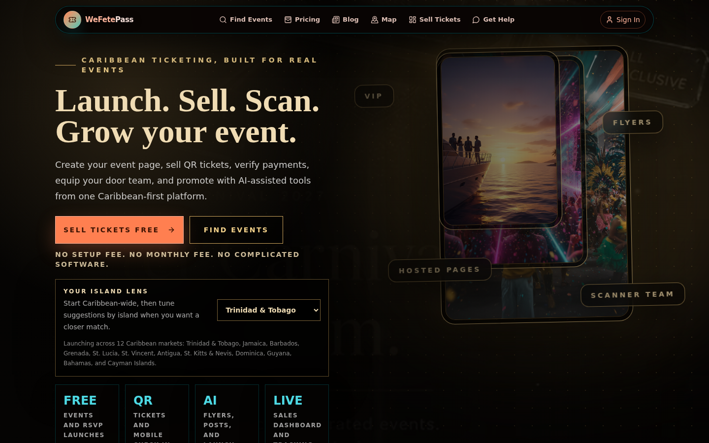 Live WeFetePass tickets homepage